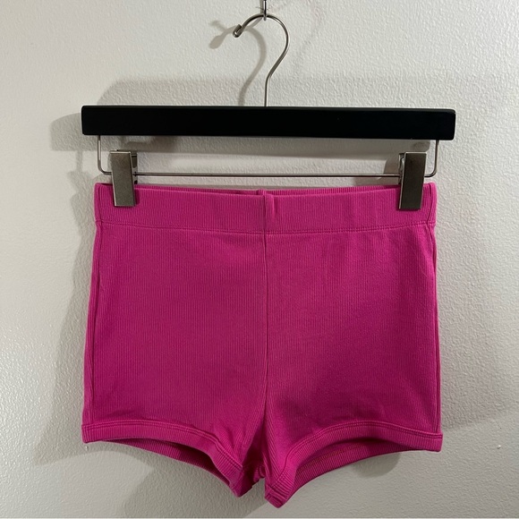 Zara pink high waisted cotton rib micro shorts size medium - Picture 2 of 5